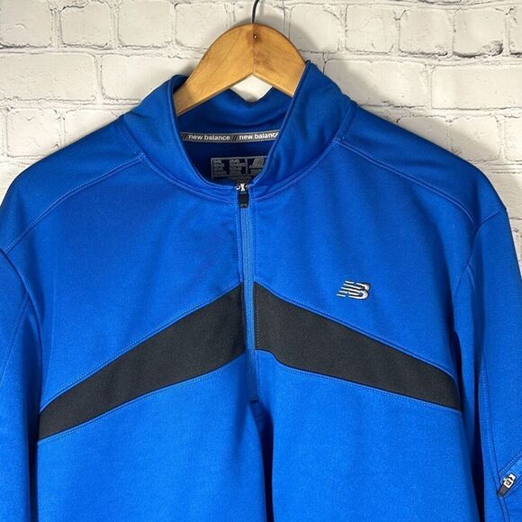 New Balance Mens XXL Half Zip 100% Polyester Pullover Sweatshirt Blue - Picture 2 of 8